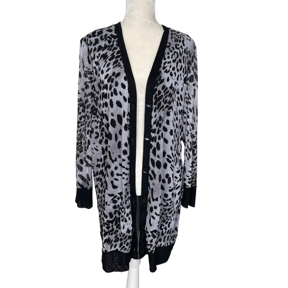 Chico’s Soft Leopard Print Women's Sheer Cardigan Size 1 Regular Size M/8
